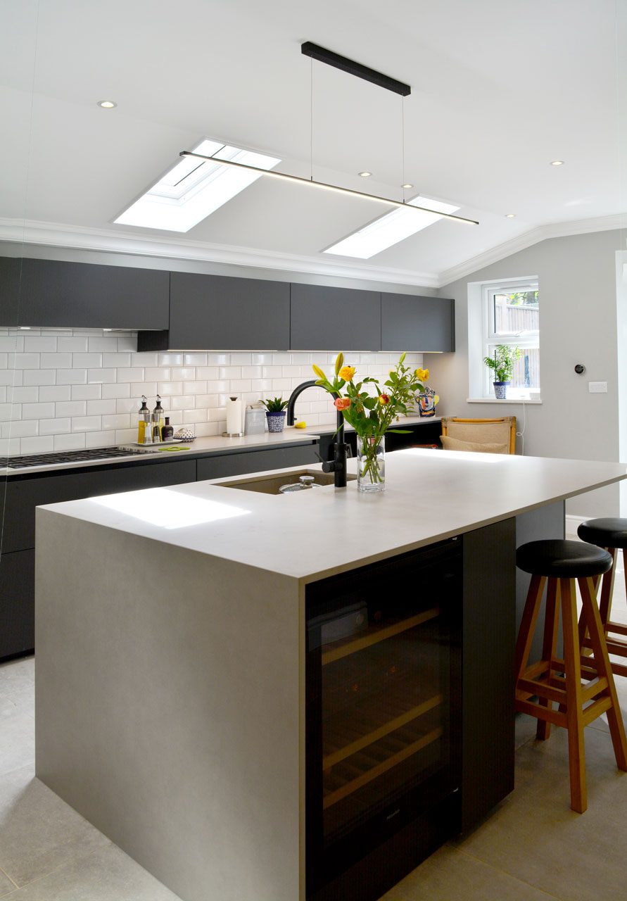 Kitchen island with stone worktop